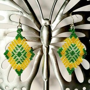 Handwoven Earrings | Beaded Jewelry | Team Spirit